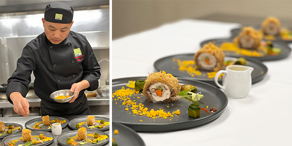 student preparing a dish