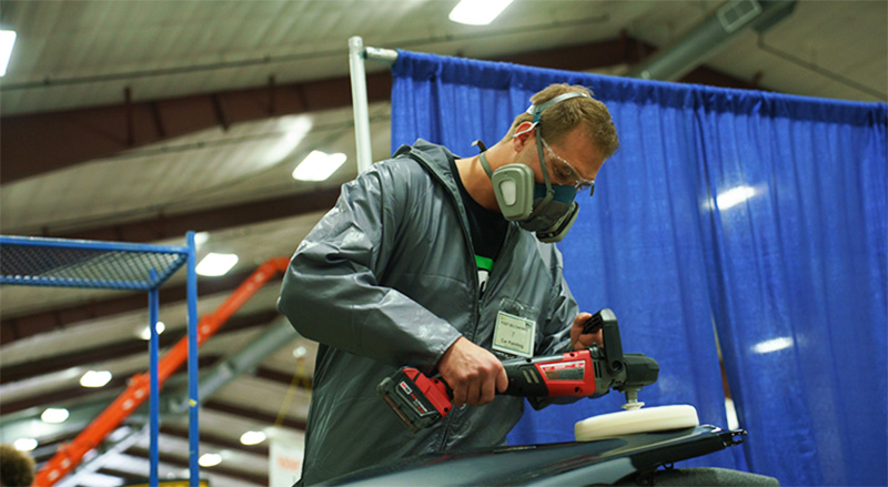 A car painter at Skills competitions