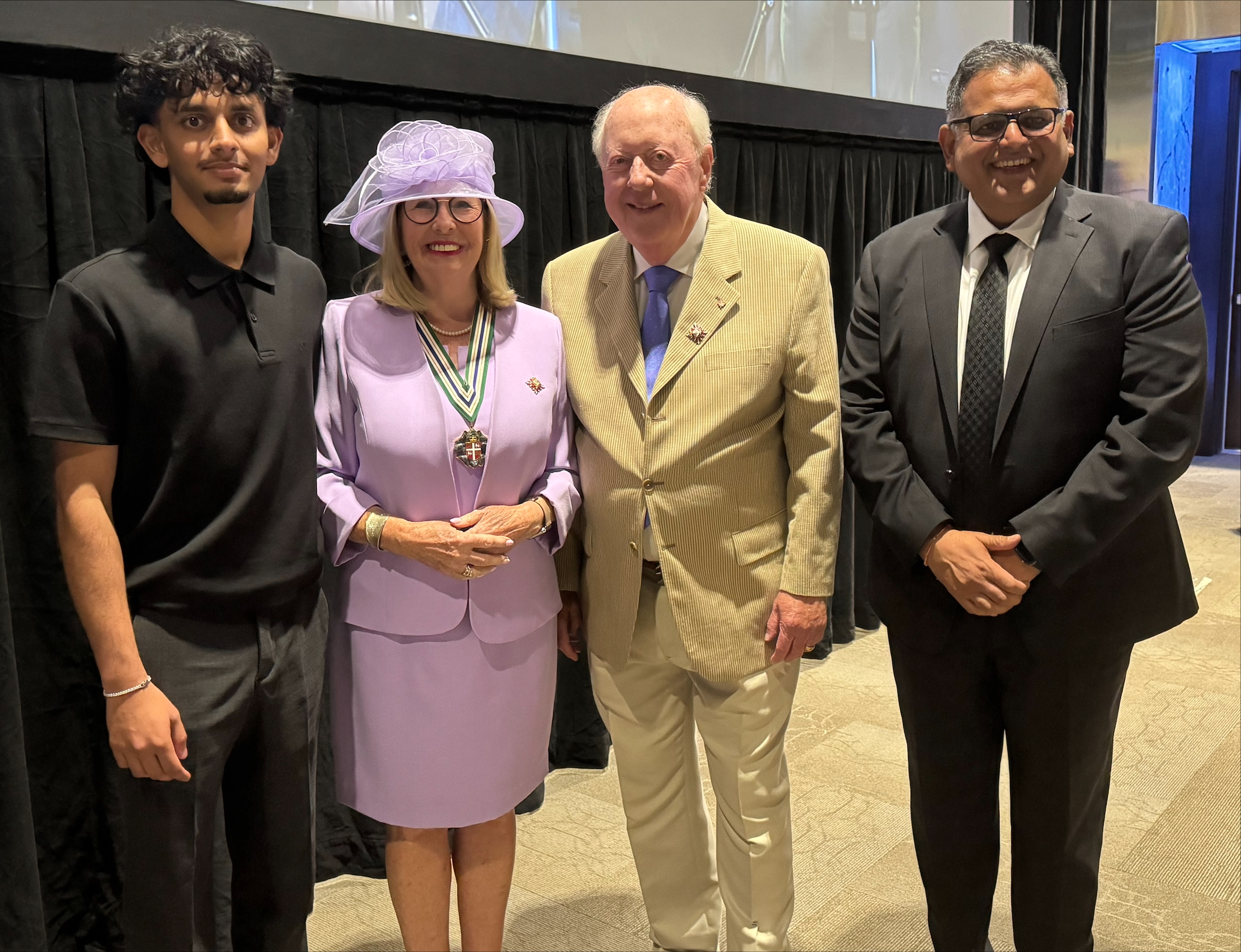 From left: Jaiden Patel (son); Her Honour Joan Marie Aylward, Lieutenant Governo