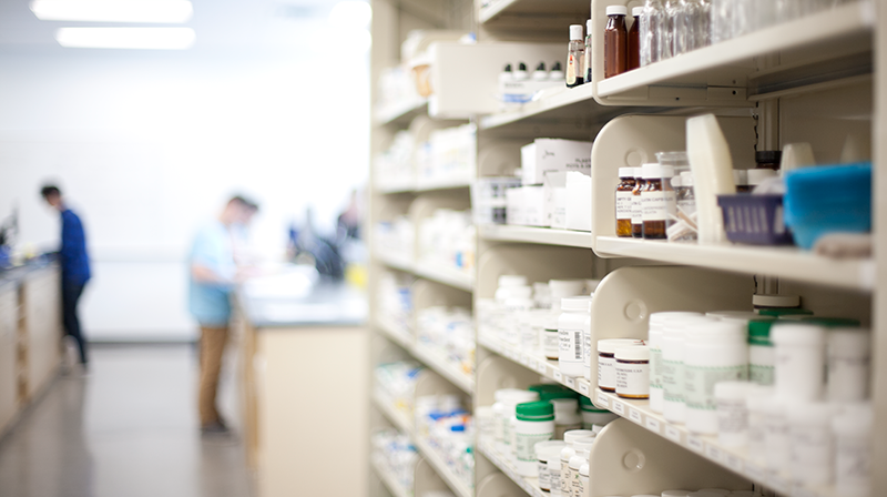 VCC simulated pharmacy shelves