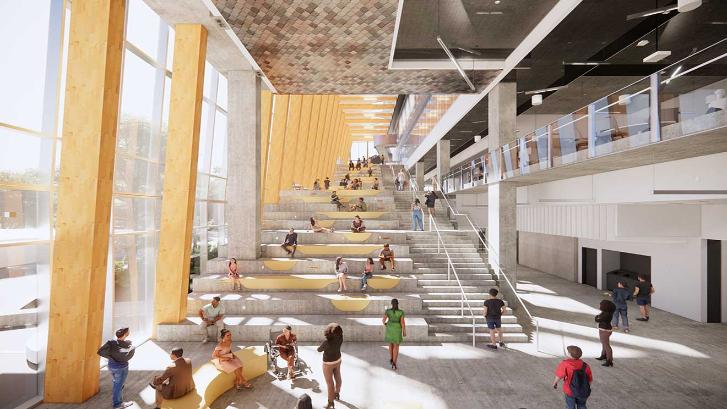 rendering of the atrium in the CCEAI new building